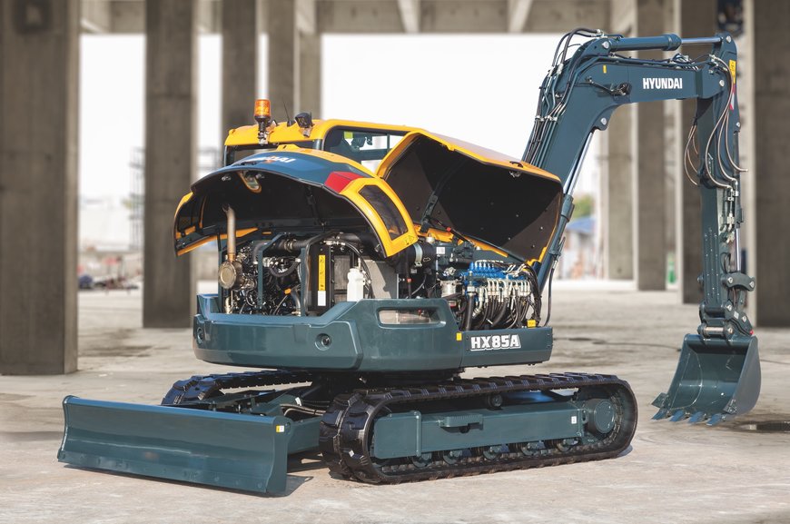 Puissance exceptionnelle de la nouvelle pelle midi compacte Hyundai HX85A
